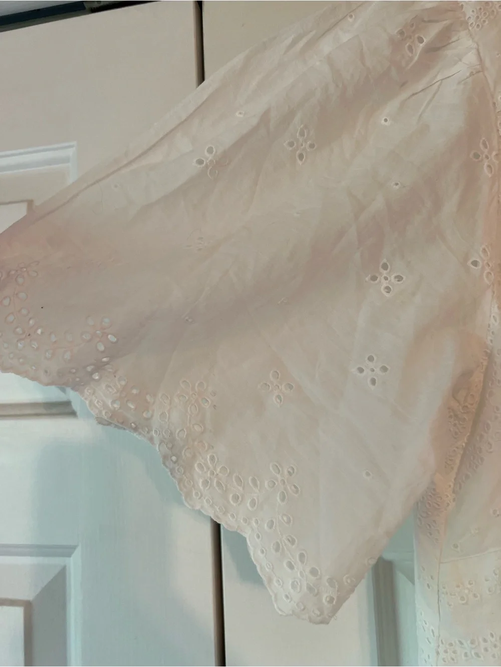 Madewell White Eyelet Flutter Sleeve Midi Dress Hankerchief Hem EUC 12 #2727